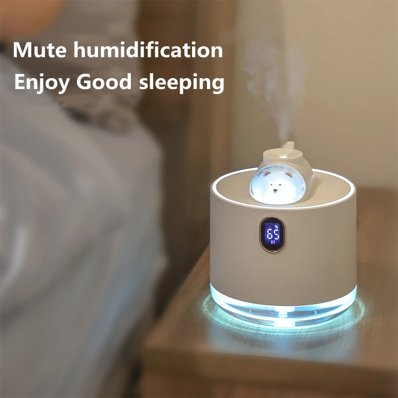 Cute Bear Wireless Air Humidifier USB Aromatherapy Diffuser with LED Lamp 500ML Portable Ultrasonic Mist Maker Water Car Fogger | Бытовая
