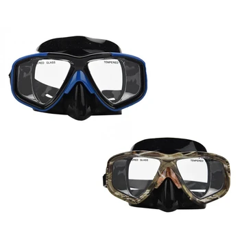 

Yon Sub 2 Pcs Professional Diving Mask Snorkel Anti-Fog Goggles Glasses Set Eye Protector Blue & Camouflage