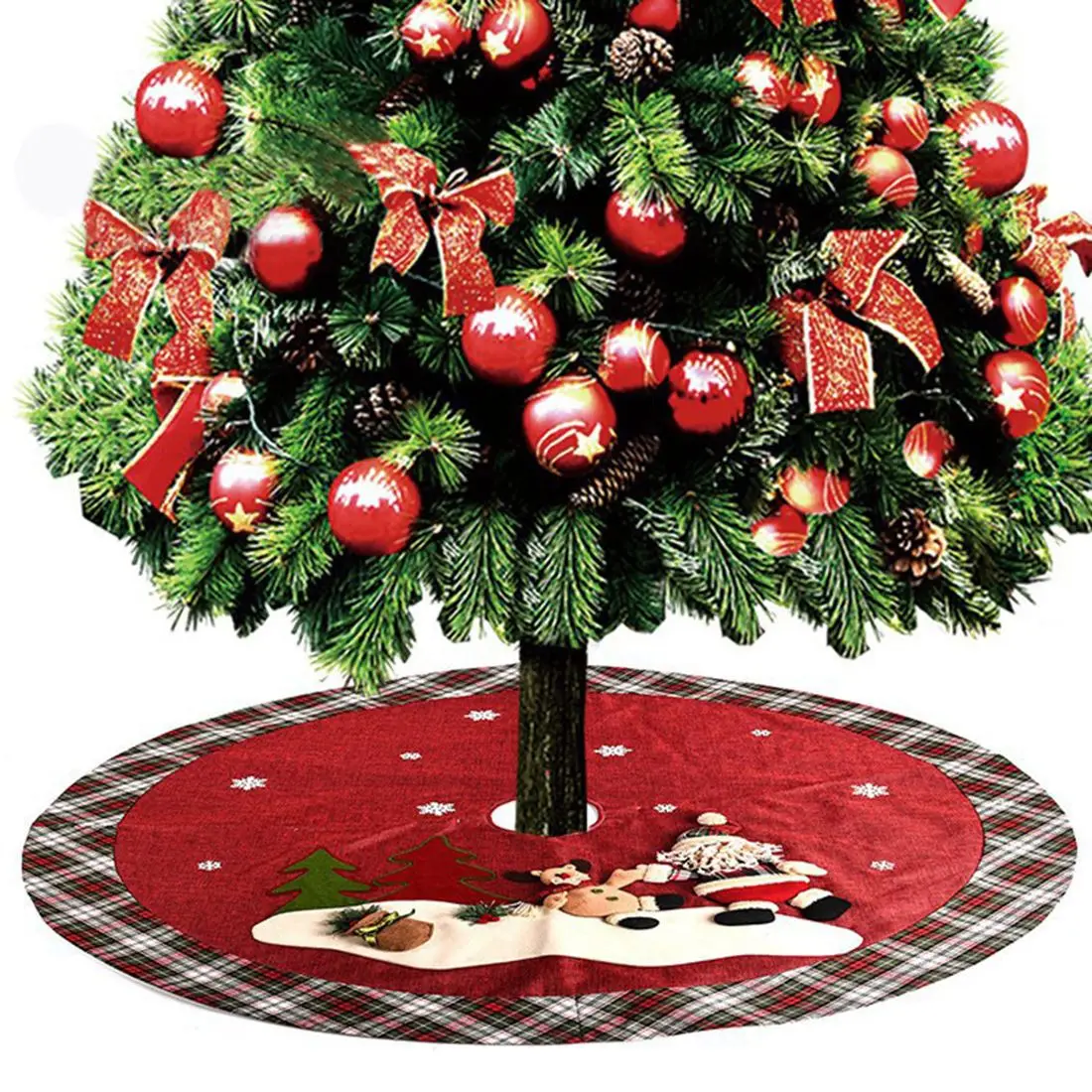 

4 Types 120cm Christmas Tree Skirt Santa and Elk Tree Skirt for Home Christmas Decor 2019 Fabric Christmas Tree Skirt