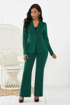 

High Quality OL Solid Color Suit Professional Wear Women 2 Piece Set Elegant Workwear Blazer Party Office Pants Suit Set