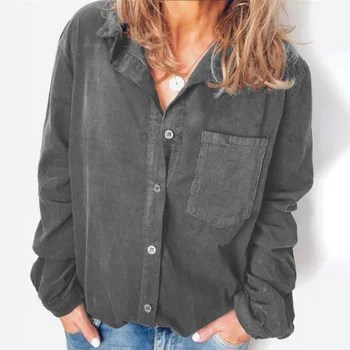 

New Harajuku Corduroy Shirt Women Winter Autumn Shirts Plus Size Overcoats Female Big Tops Cute Top Solid Color Clothing