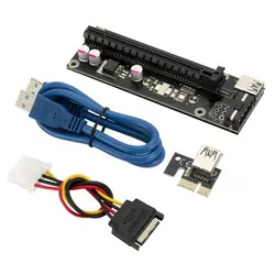Chipal – extension de carte Pcie, Ver006s Pci e 1x à 16x Riser Sata 4 broches Usb 3.0, alimentation pour graphiques 