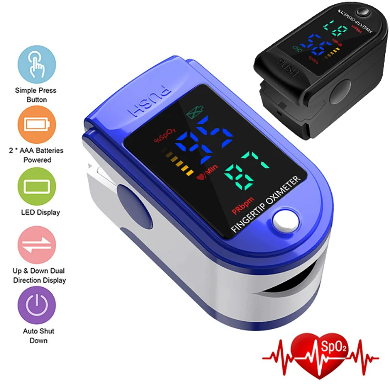 Medical Fingertip Pulse Oximeter Covid Essentials Oxymeters cb5feb1b7314637725a2e7: Black|Blue