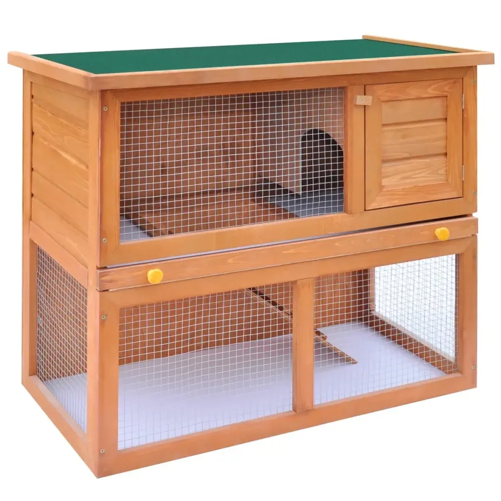VidaXL 1 Door Rabbit Hutch Chicken Coop Cage Guinea Pig Ferret House W/ 2 Storeys Run Large Outdoor Household Cage Pets House