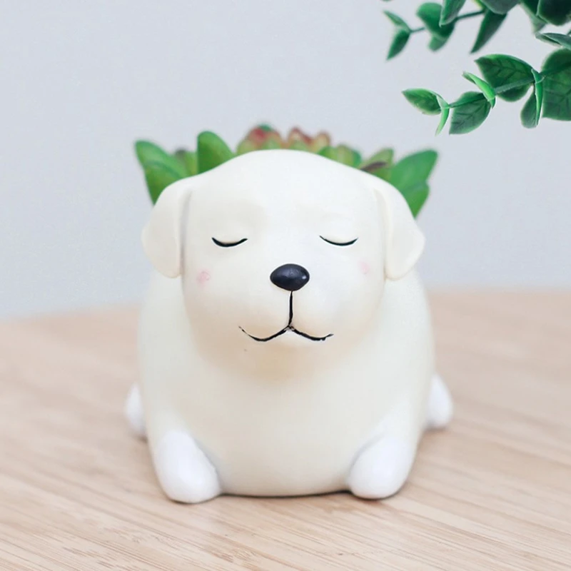 Succulent Resin Flowerpot Cute Bago Teddy Shar Pei Labrador Retriever Mini Flower Pot Desktop Flower Pot Bonsai Flower Pot