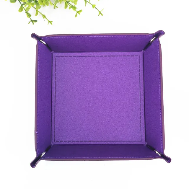 Purple Игральные кости DnD лоток dados de rol для хранения 17 цветов pu кожаная складная коробка для RPG DnD игры кости футляр для хранения дропшиппинг - Color: Purple