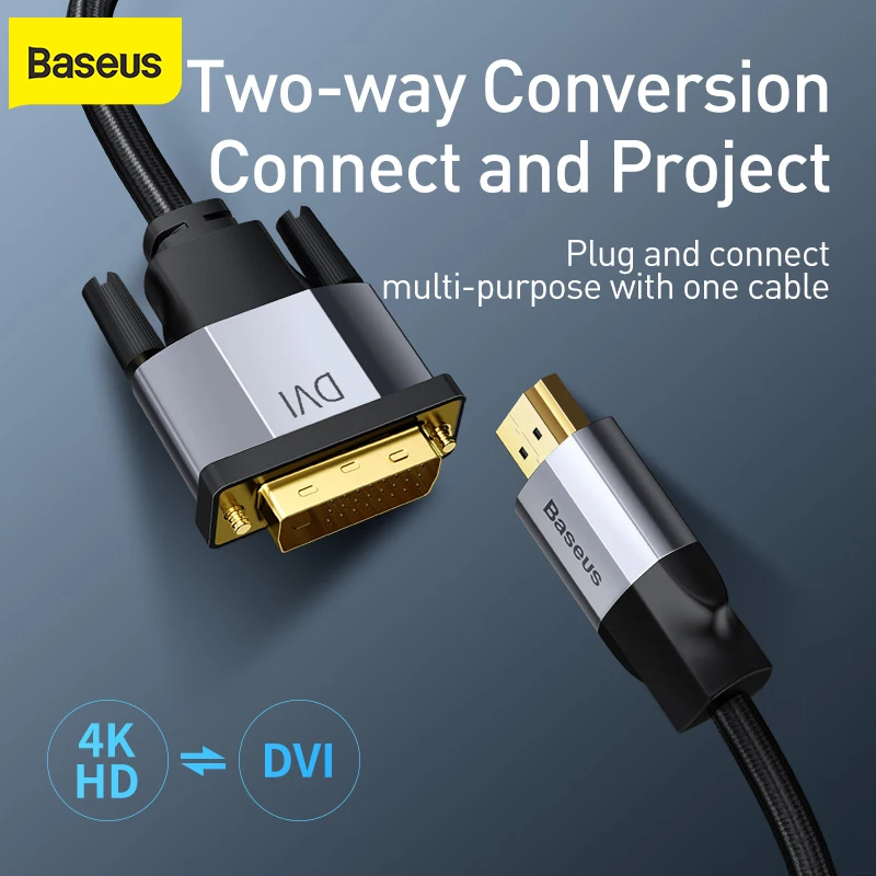 Кабель адаптер Baseus 4K HD штекер DVI преобразователь видео кабель для компьютеров ТВ