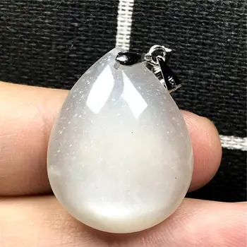 

Top Natural White Light Moonstone Pendant Jewelry For Woman Lady Man Love Crystal 30x24x12mm Beads Silver Water Drop Stone AAAAA