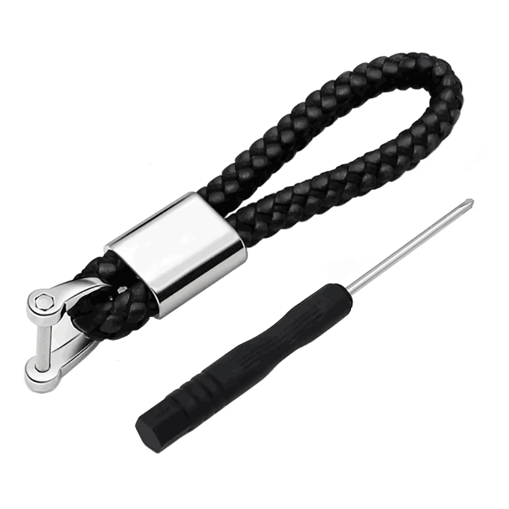  1x Metal Genuine Leather Car Emblem Logo Keychain Keyring For BMW E90 E60 F30 F10 E87 X5 E70 E92 E9