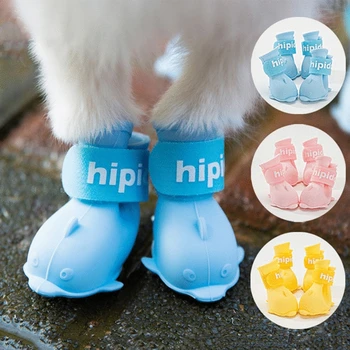 

Cute dog rain boots Cartoon dolphin look soft and comfortable Cat shoes Dog silicone rain boots Velcro rain boots Dog shoes