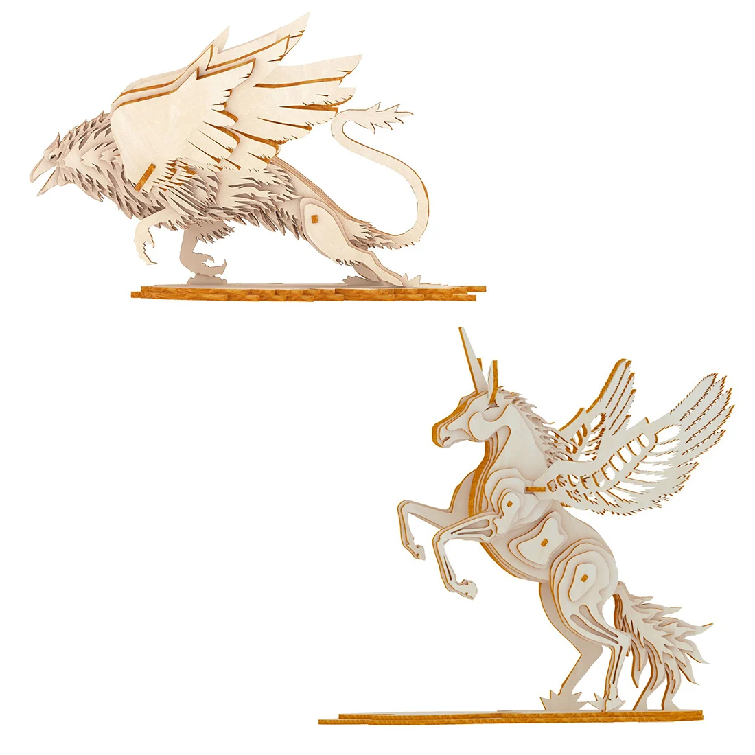 

DIY Wooden Puzzle Model Kit Assembly Jigsaw Wood Crafts For Home Decor - Unicorn + Griffin