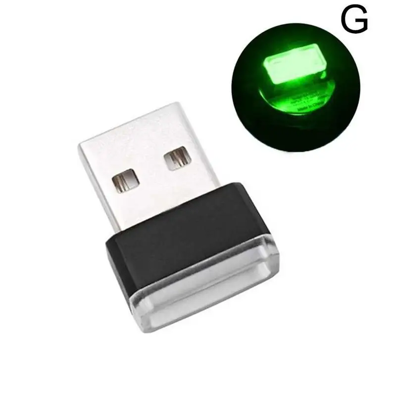 2 шт. светодиодный светильник для автомобиля, авто интерьер, USB атмосферный свет, украшение, аварийная лампа, авто USB светильник, штекер, рассеянный декор, светильник ing W1K0 - Цвет: G