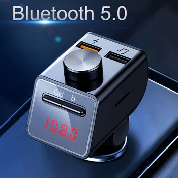 

JINSERTA Bluetooth 5.0 FM Transmitter Dual USB Mobile Car Phone 3.1A Chargers Bluetooth Adapter TF Card U Disk Music Car Kit