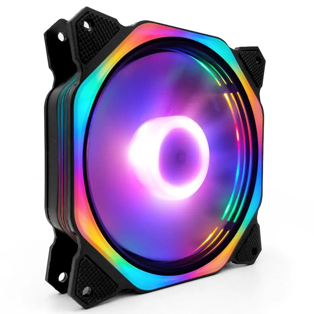 rainbow Чехол для компьютера, ПК, вентилятор, RGB светодиодный вентилятор, скорость вращения, 120 мм, бесшумный компьютер, охлаждающий RGB чехол, вентилятор 12 см - Цвет лезвия: rainbow
