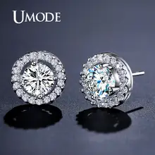UMODE Высококачественные серьги-гвоздики с фианитами 0,75к класса ААА+ огранки Сердца и Стрелы UE0012