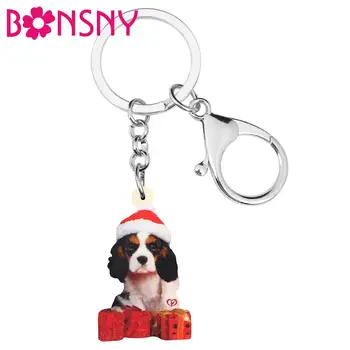 Ceny Bonsny Akrylowe Boże Narodzenie Kapelusz Pies Pudełko Breloczki Zwierząt Breloki Torba Samochód Torebka Portfel Brelok Dla Kobiet Dziewczyna Pani Prezent Dla Mężczyzny