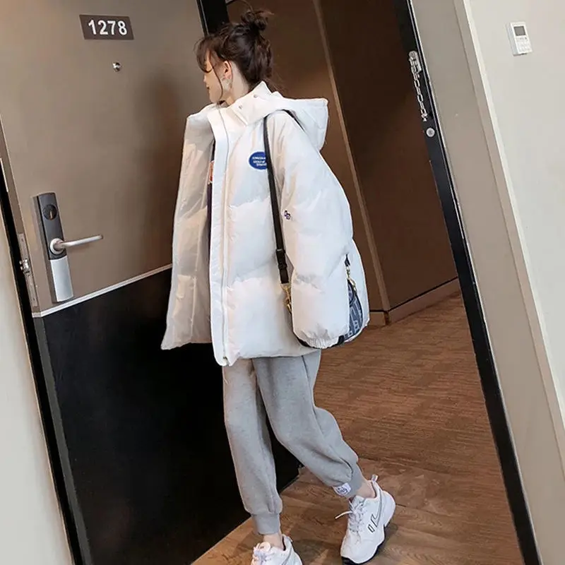 Winter down cotton padded jacket female 2021 new student cotton padded jacket Korean version loose and versatile thickened hoode