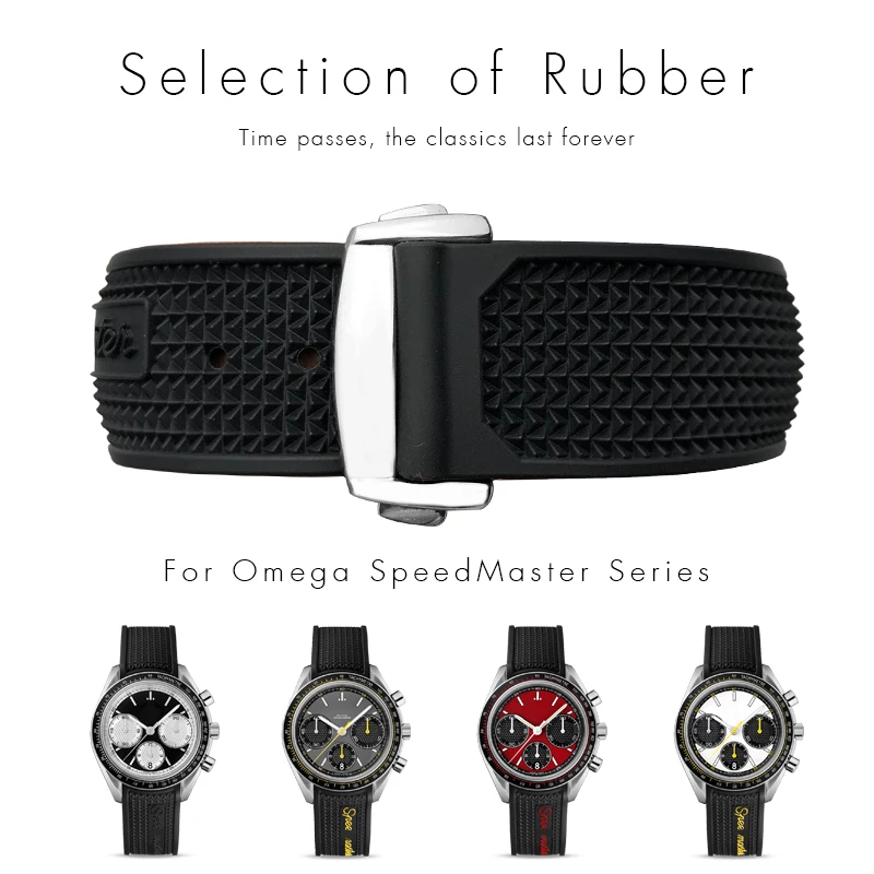 19mm 20mm 21mm 22mm Fashion Rubber Soft Watch Strap Black Watch Bands For Omega  Speedmaster Watch For Men Bracelet - Watchbands - AliExpress