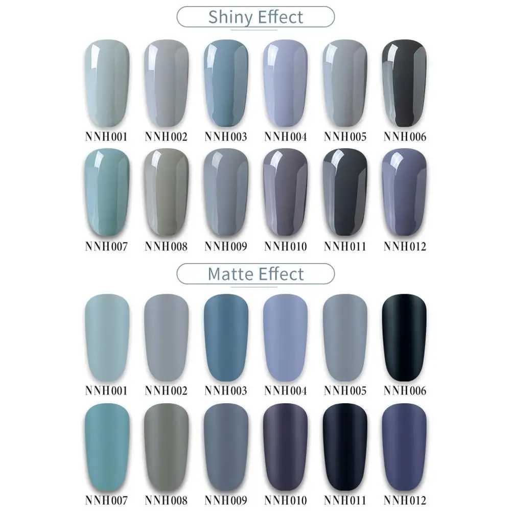 HNM Blue Gray Matte Effect Gel Nail Polish Need Matt Top Coat Base Semi Permanent UV LED Lamp Hybrid Varnishes Lacquer Gellak