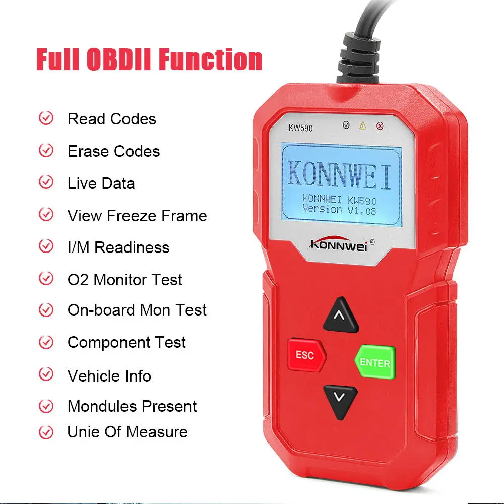 obd диагностический инструмент KONNWEI KW590 автомобильный считыватель кодов автомобильный OBD2 сканер Поддержка мультибрендовых автомобилей и языков