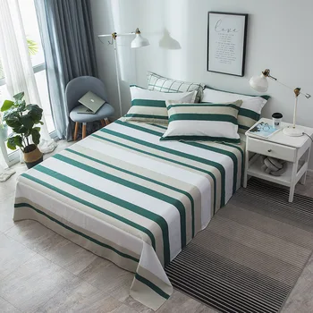 

1 pc Cotton Bedding Sheet Home textile Printing Solid Color Flat Sheets Bed Sheet Bedding Linen for King Queen Size