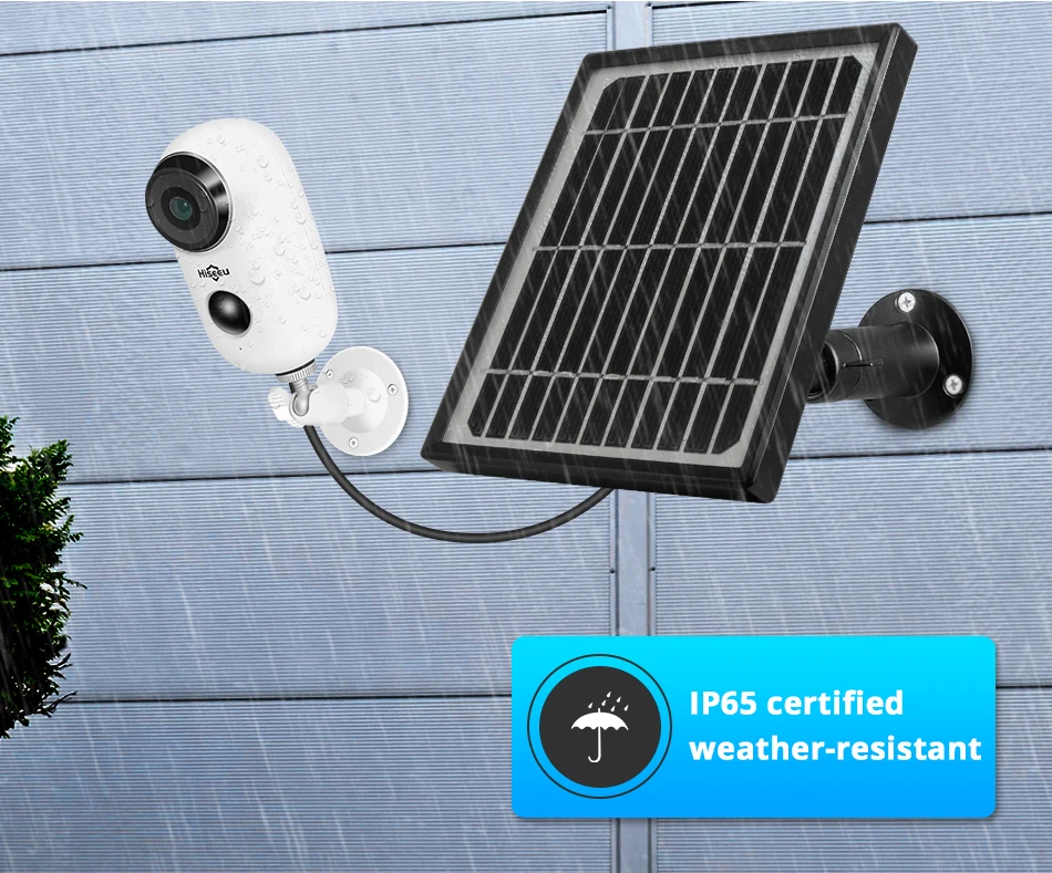 Hiseeu 1080P Battery Powered IP Camera with Solar Panel Weatherproof Surveillance Wifi Camera Outdoor PIR Motion