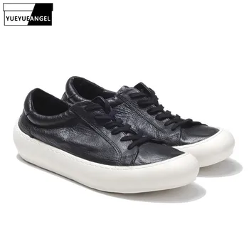 

Brand 2020 New Casual Shoes Men Hip Hop Thick Platform Luxury Genuine Leather Shoes Sneakers Lace Up Black White Male Footwear