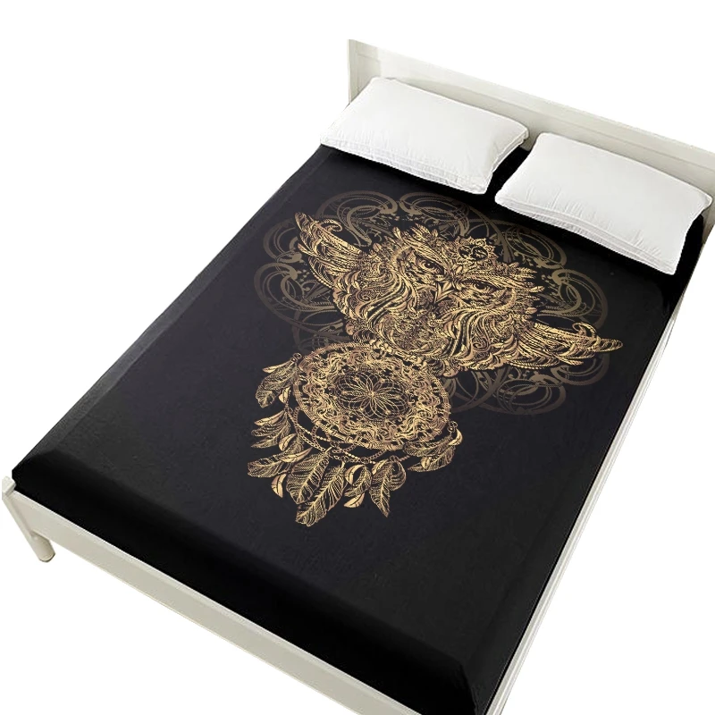 3D простыни на резинке кровать, простыни 160x200, матрас для кровати. Постельное белье, постельное белье черный золотой скарабей - Цвет: 31