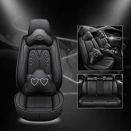 Новые кожаные чехлы для сидений автомобиля для vw golf 4 5 VOLKSWAGEN polo 6r 9n passat b5 b6 b7 Tiguan аксессуары чехлы для сидений автомобиля - Название цвета: Black Cartoon