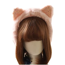 Лолита зимнее ухо теплые наушники Блестки Кролик кошка ухо муфты уха-лоскут оголовье