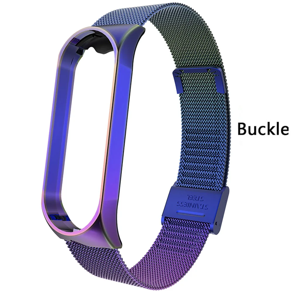 Buckle colorful Rovtop ремешок для Xiaomi mi Band 3 mi Band 3 ремешок для Xiaomi mi band 3 браслет для Xiaomi mi 3 магнитный металлический браслет из нержавеющей стали - Цвет: Buckle colorful