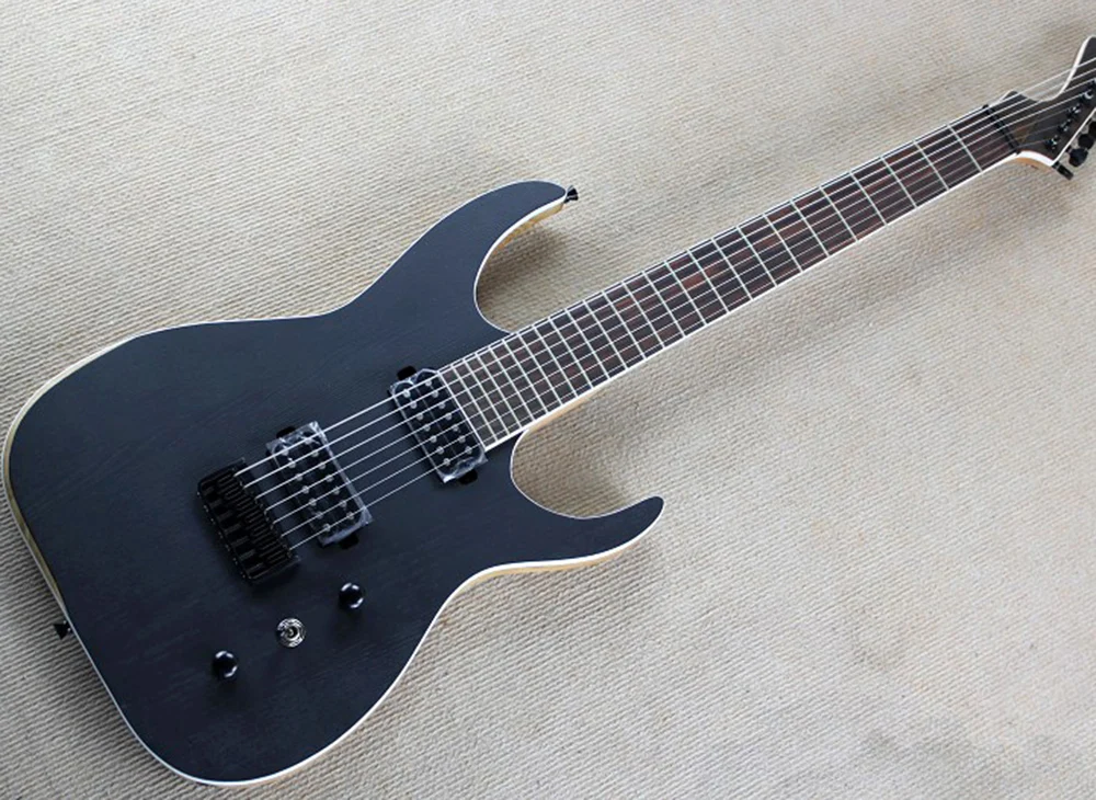 7 Strings Matte Black Electric Guitar with Humbuckers Pickups 24 Frets Rosewood Fretboard without Inlay | Спорт и развлечения
