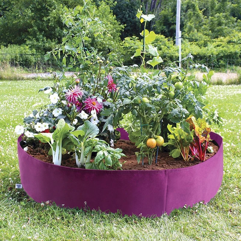 Fabric raised garden bed round pla
