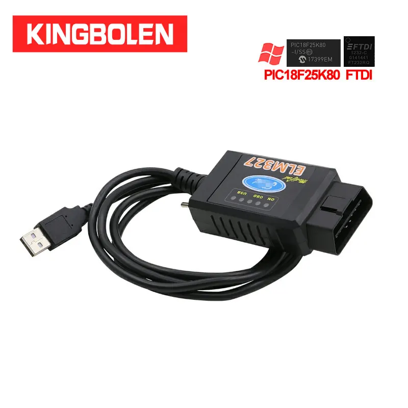 Диагностический прибор ELM327 USB V1.5 FTDI FT232RL + PIC18F25K80 для Ford HS CAN/MS CAN ELM 327 Bluetooth OBD2|obdii