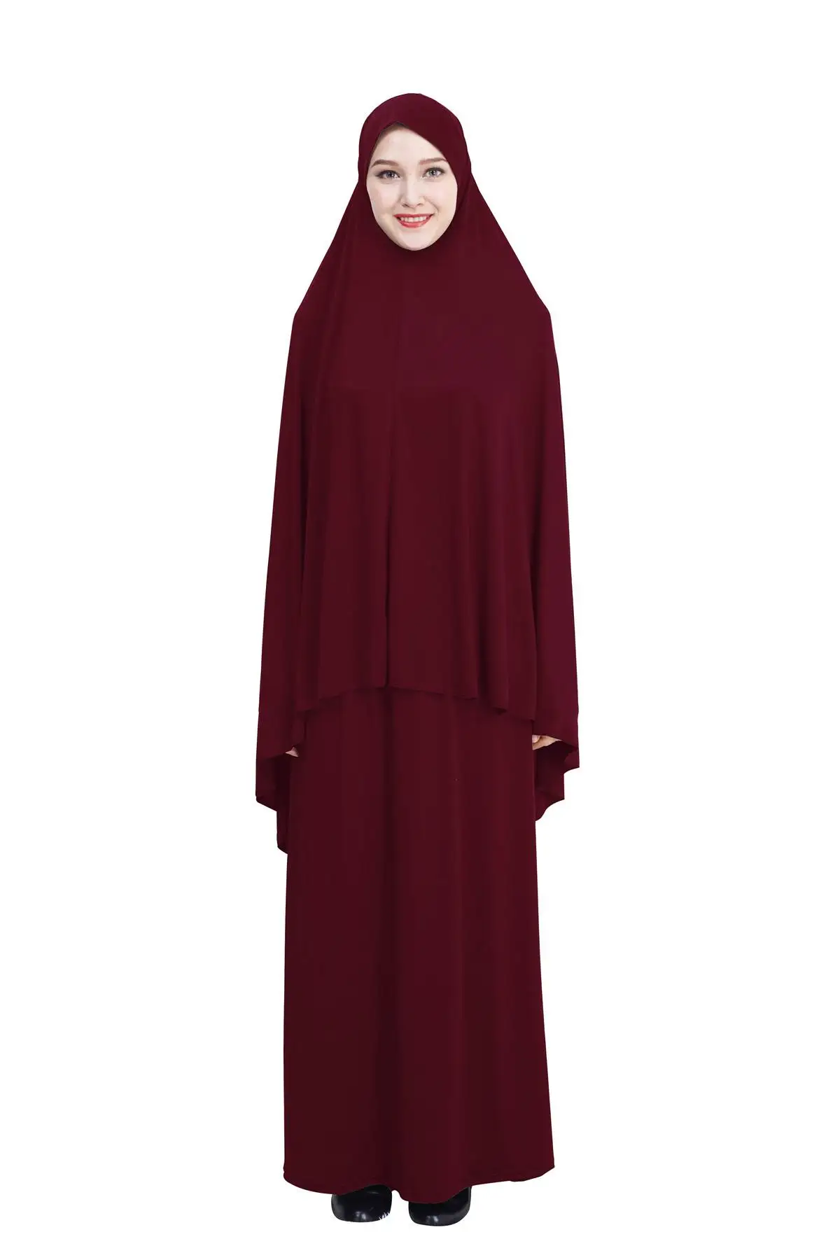2 шт. для женщин мусульманский верхний хиджаб юбка абайя для молитв наборы для ухода за кожей исламский джильбаб кафтан Рамадан дамы поклонение Ближний Восток одежда Новинка - Цвет: Dark Red