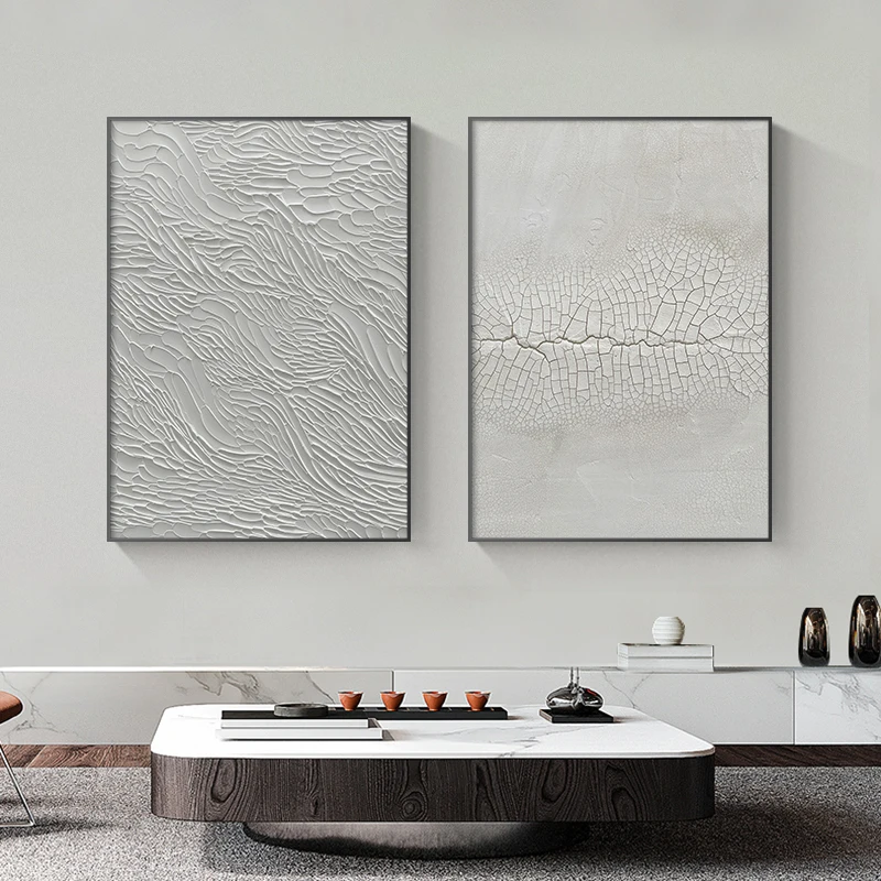Cuadros decorativos abstractos gris y blanco lienzo póster e impresiones  modernas de textura HD lienzo pintura arte de pared sala de estar 35.4 x  65.0