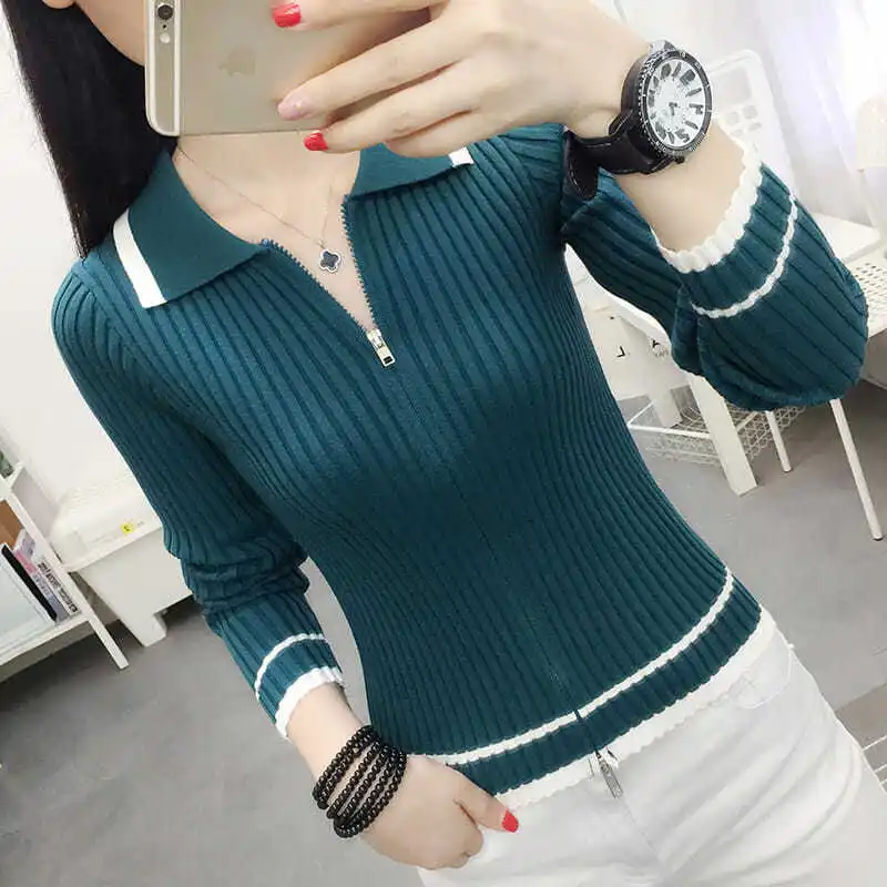 

Short Knitted Sweater Top Women's Spring and Autumn 2020 New All-match Slim-Fit Long-Sleeved Sweater Women's Inner Fit