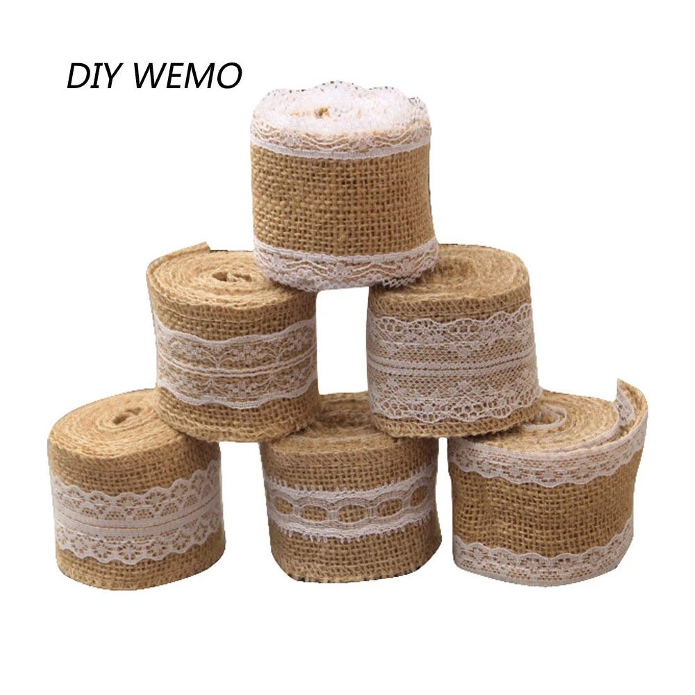 2 рулона/Набор DIY м Мешковина ленты Винтаж сизаль кружева джутовые Hessian