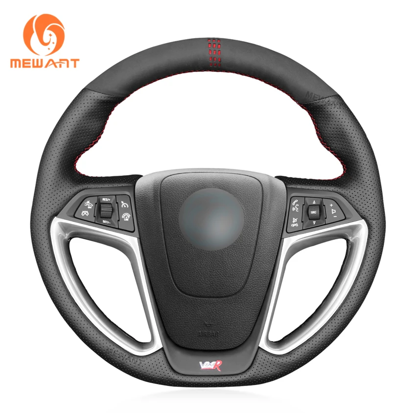 Mewant Black Suede Artificial Leather Steering Wheel Cover For Opel