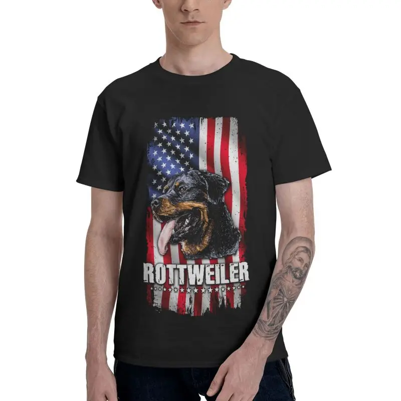 С изображением собаки ротвейлера футболка Для мужчин новинка Изделие из хлопка с
