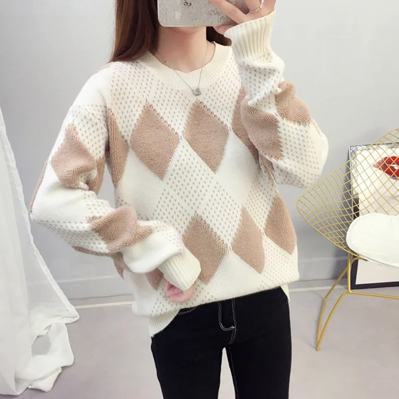 

2019 New Sweater Female Pullovers Autumn Fashion Sweater Women's Long Sleeved Pullover Female Loose Knit Short Shirt Coat Blouse