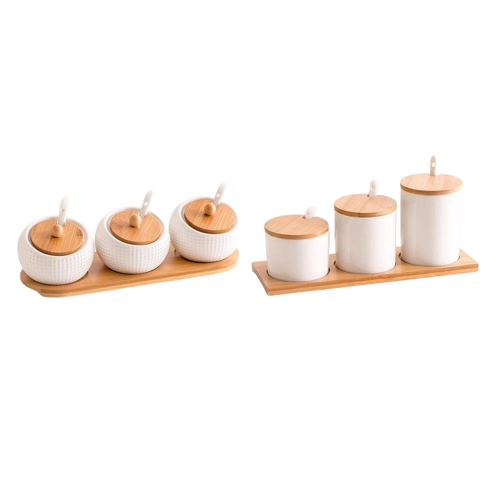 3pcs / Set Ceramic Spice Jars Kitchen Condiment Containers Pepper Box with