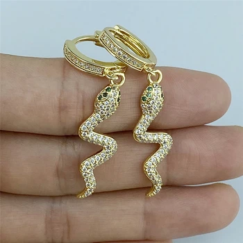 

Long Tassel Zircon Drop Earrings for Women Shiny Snake Shape Green Eyes CZ Dangle Earring Weddings Fashion Jewelry Party Gift