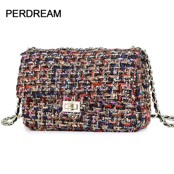 

Diagonal cross-body bag plaid woolen cloth bag female small fragrance wind rhombus chain shoulder Messenger bag