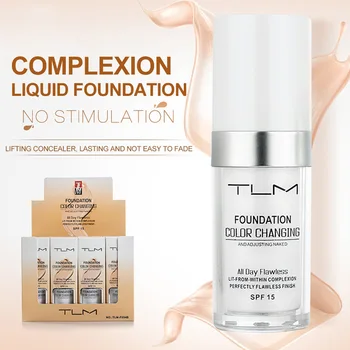 

30ml TLM Magic Color Changing Foundation Oil-Control Face Cover Concealer Makeup Liquid Hydrating Long Lasting Tone Foundation