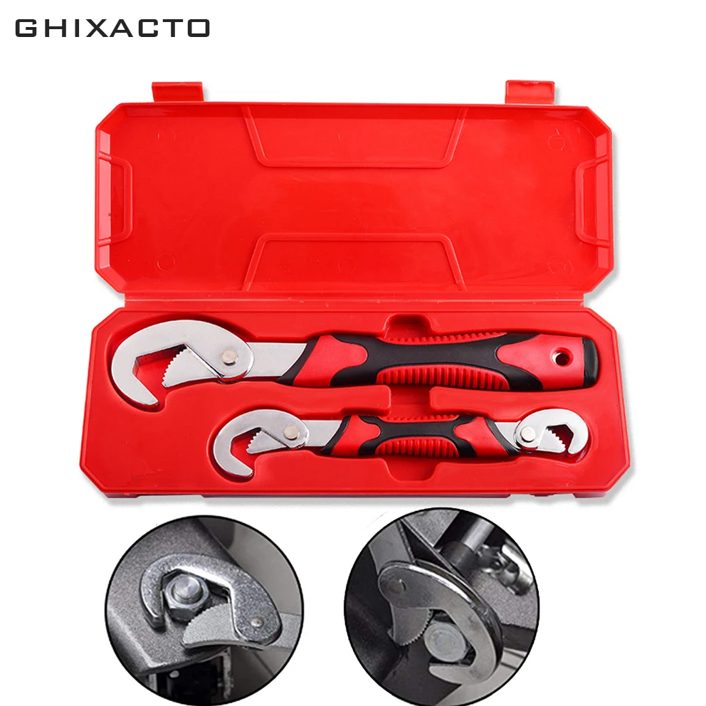 

2pcs Adjustable Wrench Set Universal Keys 9-32mm Multi-Function Adjustable Portable Torque Ratchet Oil Filter Spanner Hand Tools