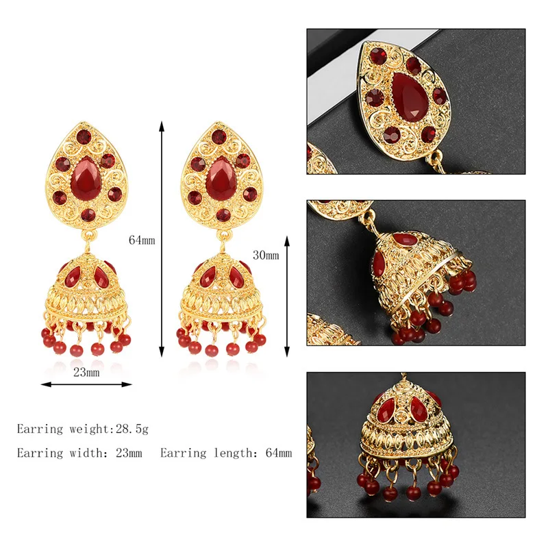 Серьги с коралловыми бусинами индийские Jhumki Jhumka ручной работы Тайланд Будда