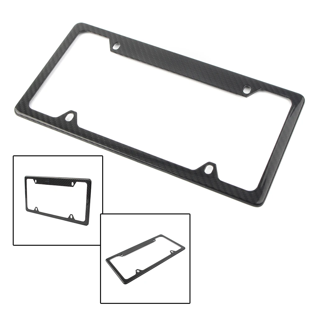 

Настоящий углеродное волокно стандартный размер номерного знака Рамка крышка универсальная для США Автомобильный Автомобиль