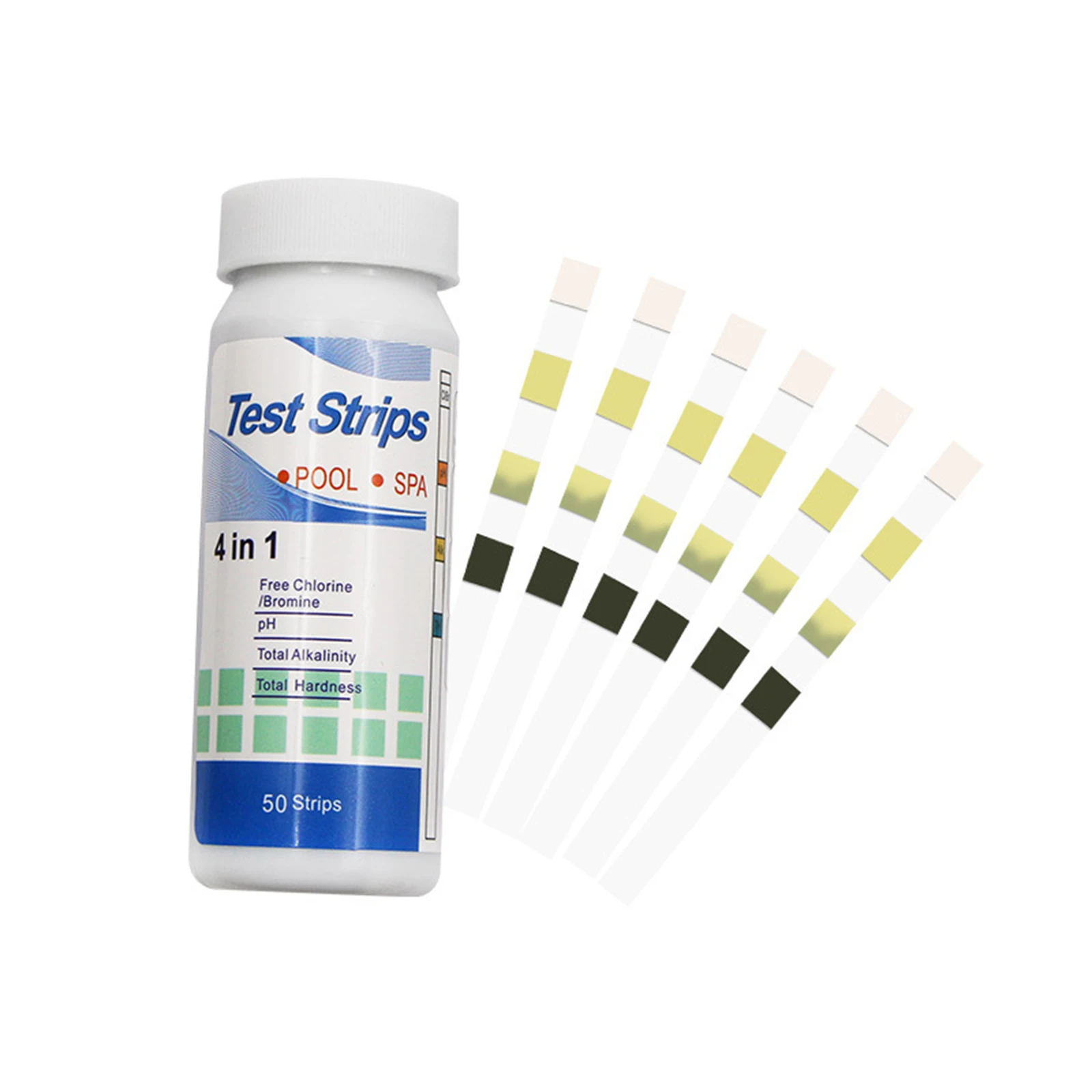 

50 Pcs 4 In 1 Swimming Pool Spa Test Strips Free Chlorine pH Bromine Total Alkalinity Water Test Tool