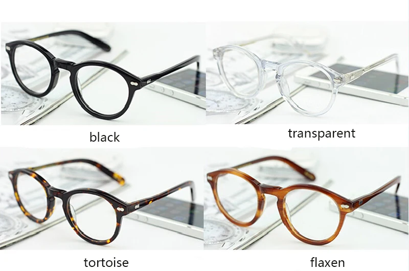 Ретро небольшой круглый Ацетат Оправа оптические очки оправа с прозрачными линзами очки оправа для женщин и мужчин близорукость очки по рецепту рамка